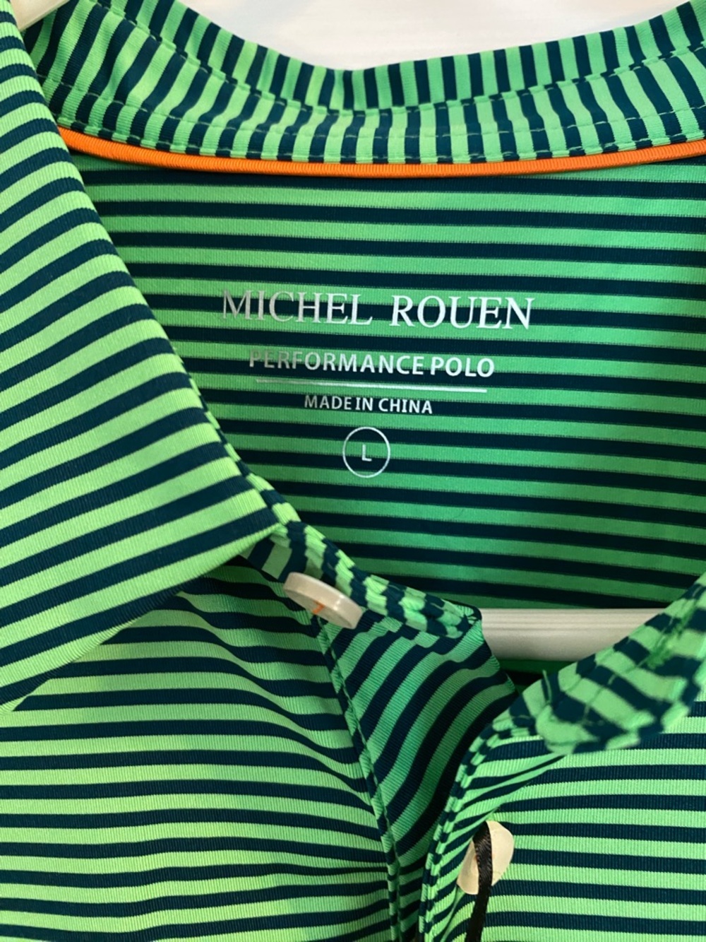 Michael Rouen Blue and Green Performance Polo Golf Shirt NWT - Picture 3 of 7